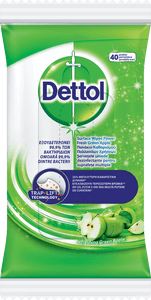 Dettol Power & Fresh Green Apple Șervețele umede dezinfectante pentru suprafețe multiple